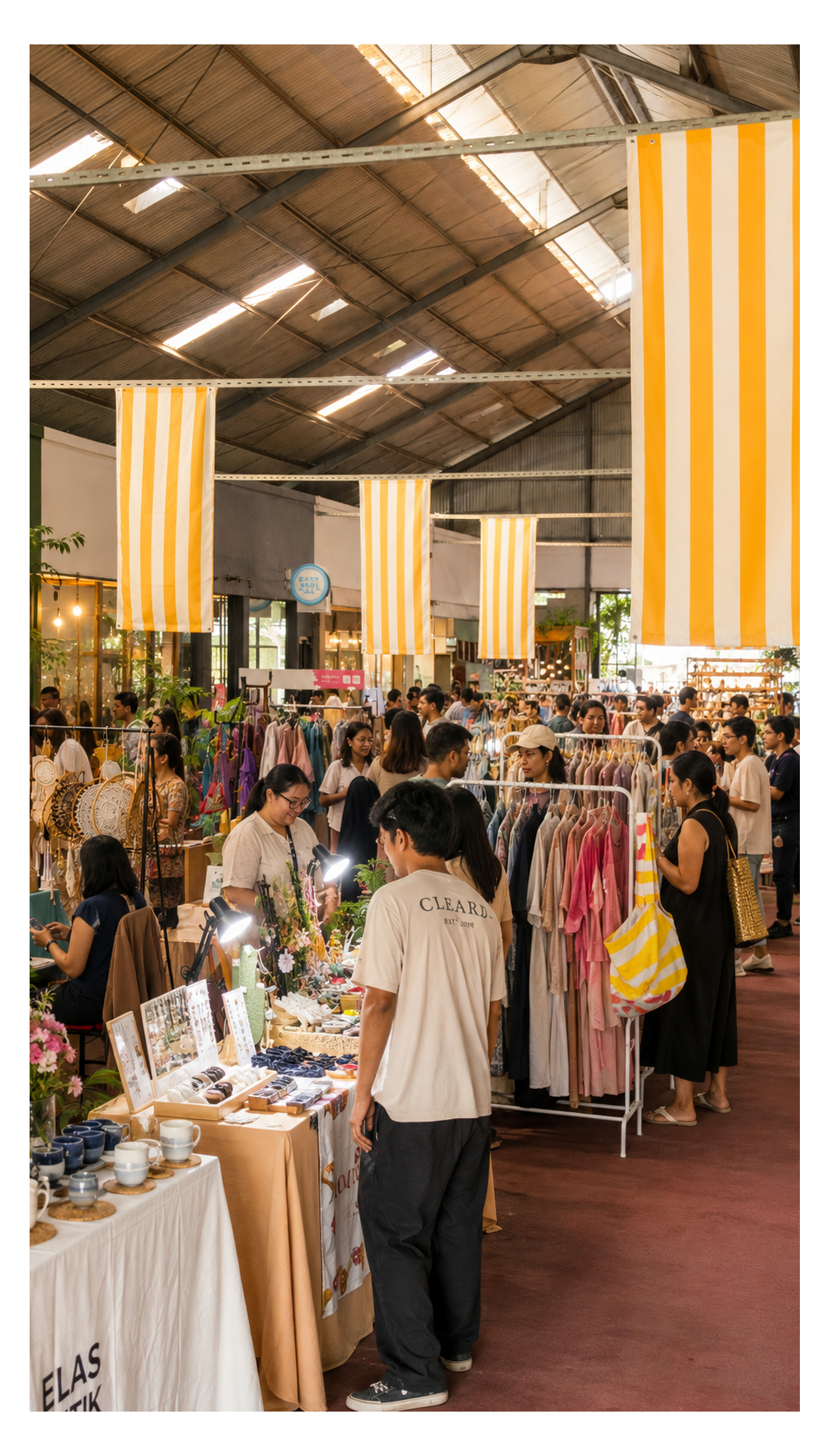 Indoor market filled with independent stalls